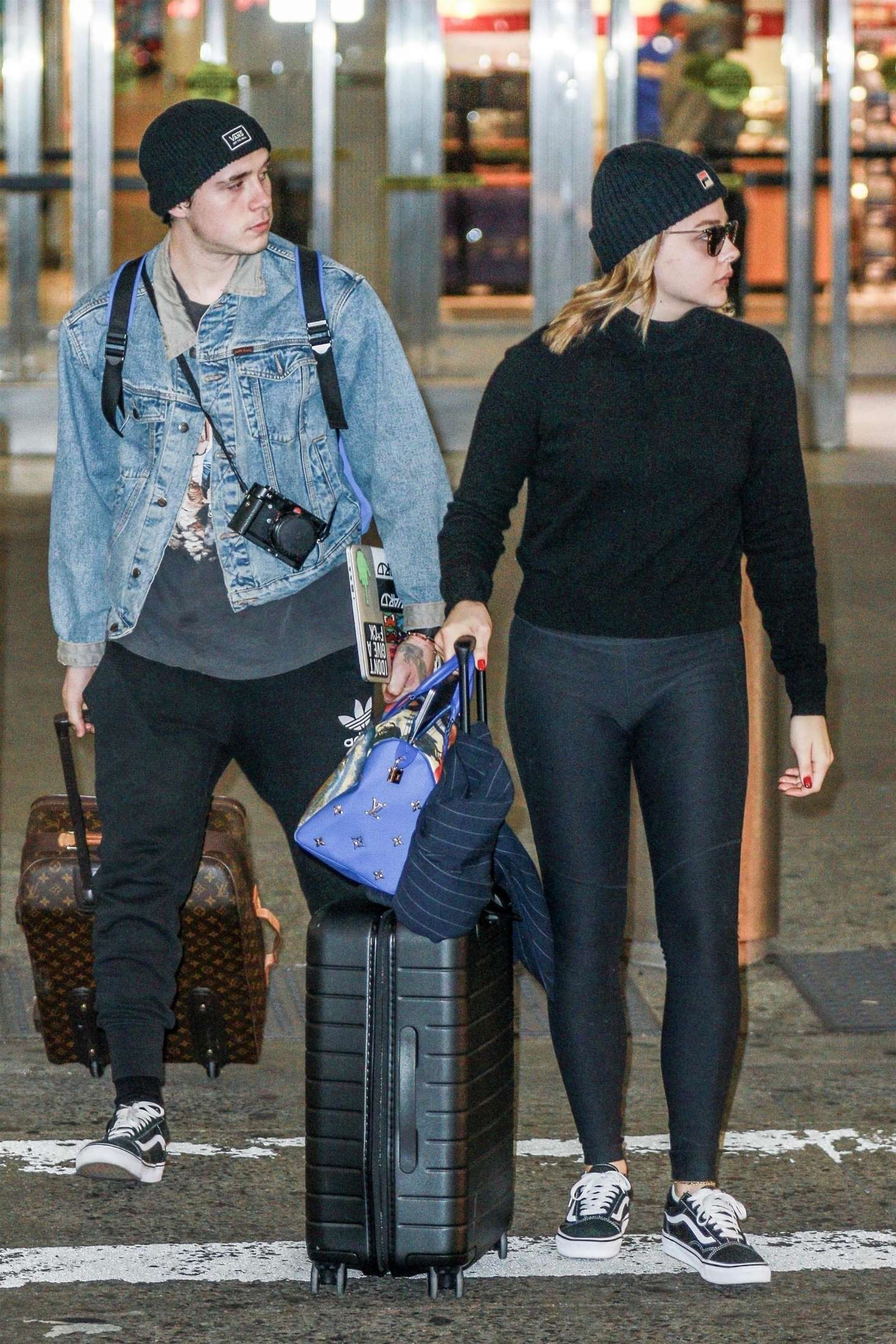 Chloe Moretz and Brooklyn Beckham at JFK Airport in NYC